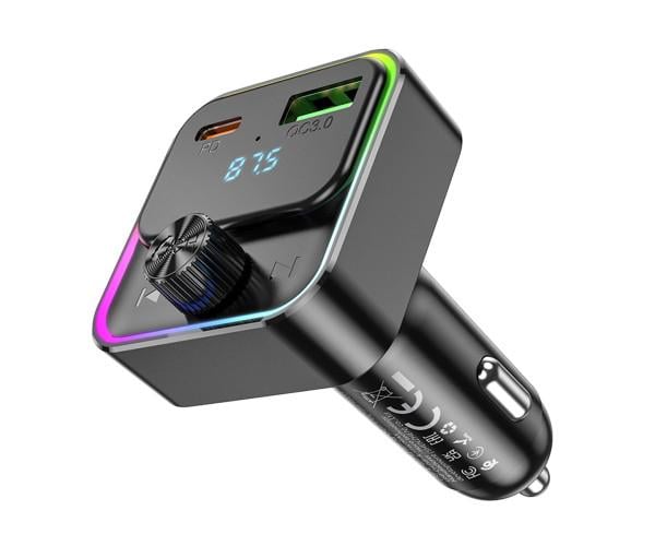 Зарядное устройство автомобильное Hoco E81 QC3.0 PD30Wс FM модулятором Black