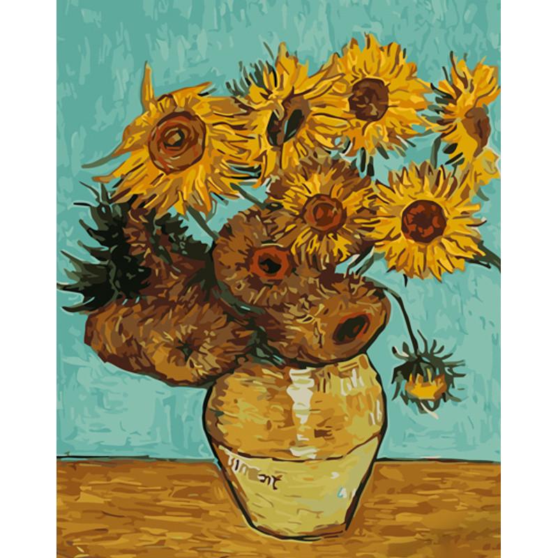 Картина по номерам Strateg Премиум Подсолнечники с лаком 40х50 см (GS1199)