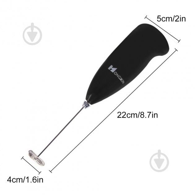 Ручной портативный миксер для молока Hongxin, латте-мейкер, капучинатор  Черный - фото 4