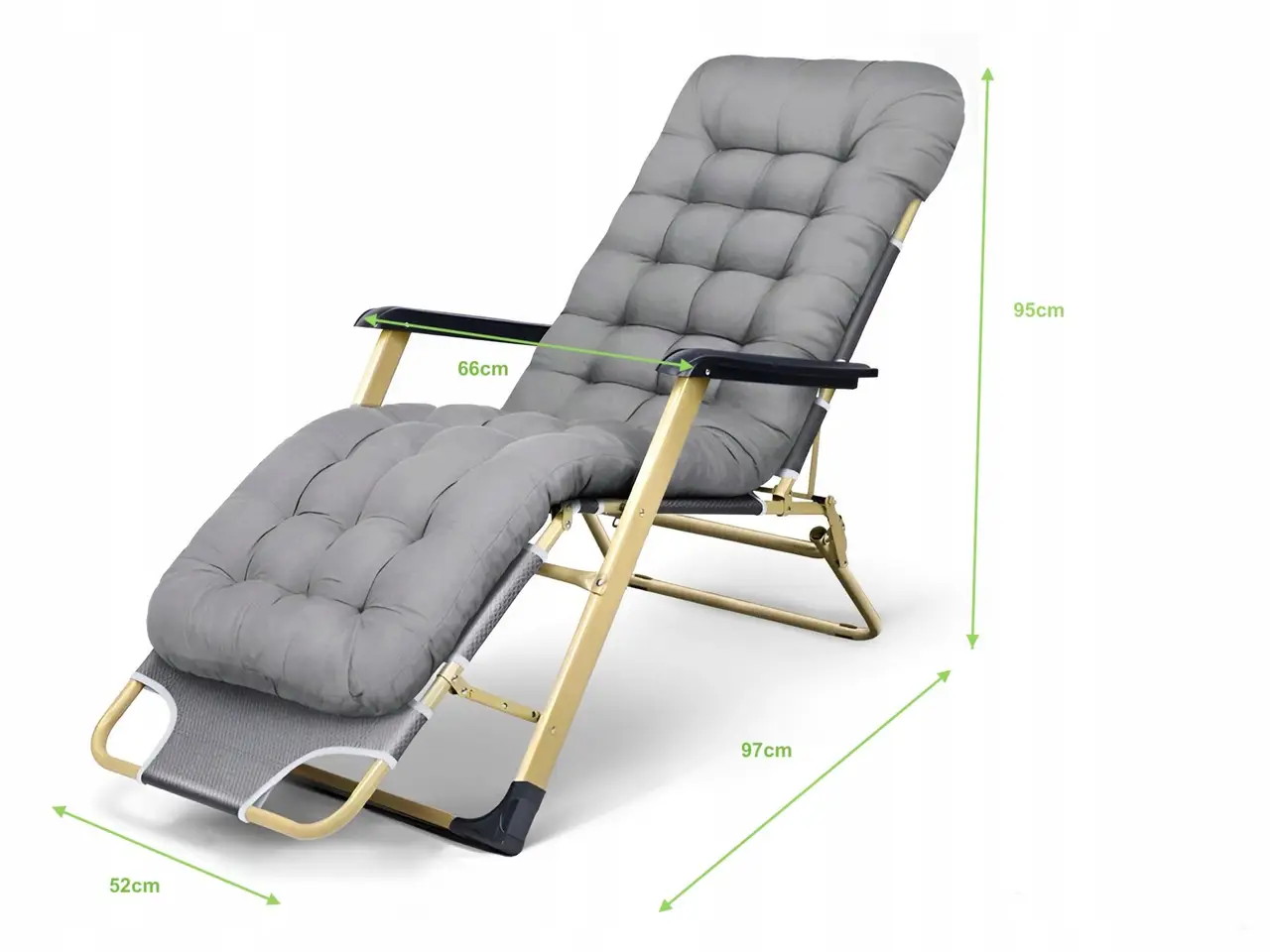 Шезлонг садовый тканевый с матрасом Garden Черный - фото 12