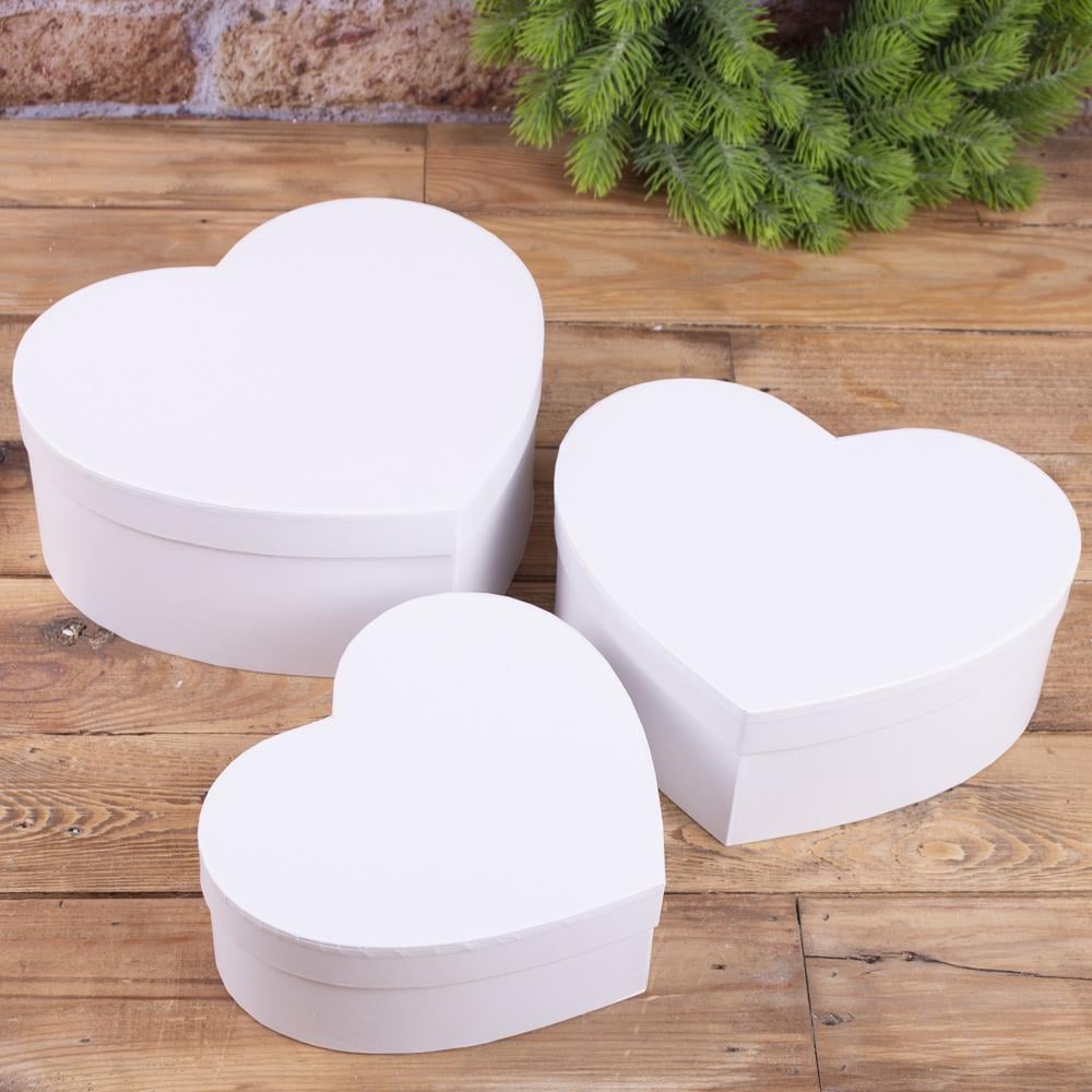Коробка в форме сердца набор 3 шт. Белый (2127-2)