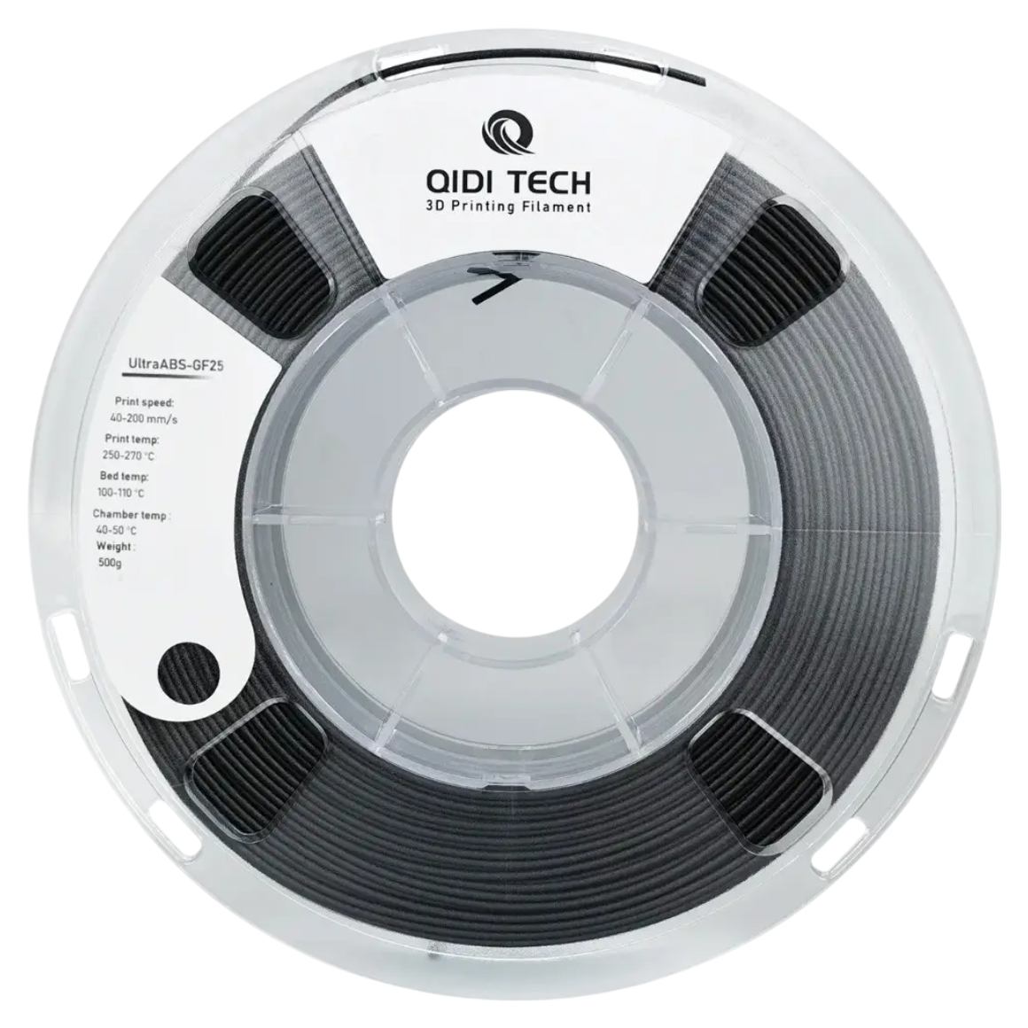 Пластик QIDI TECH ABS-GF25 Classic Spool 1,75 мм 0,5 кг 185 м Чорний