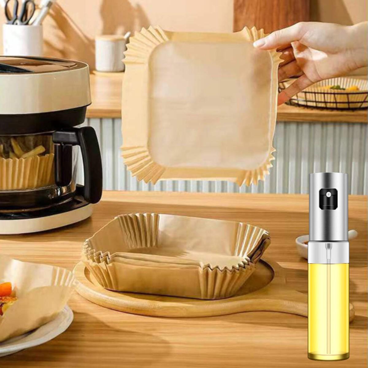 Форма пергаментна для аерогрилю мультипечі Kraft квадратна та розпилювач для олії 50 шт. 20х4,5 см - фото 4