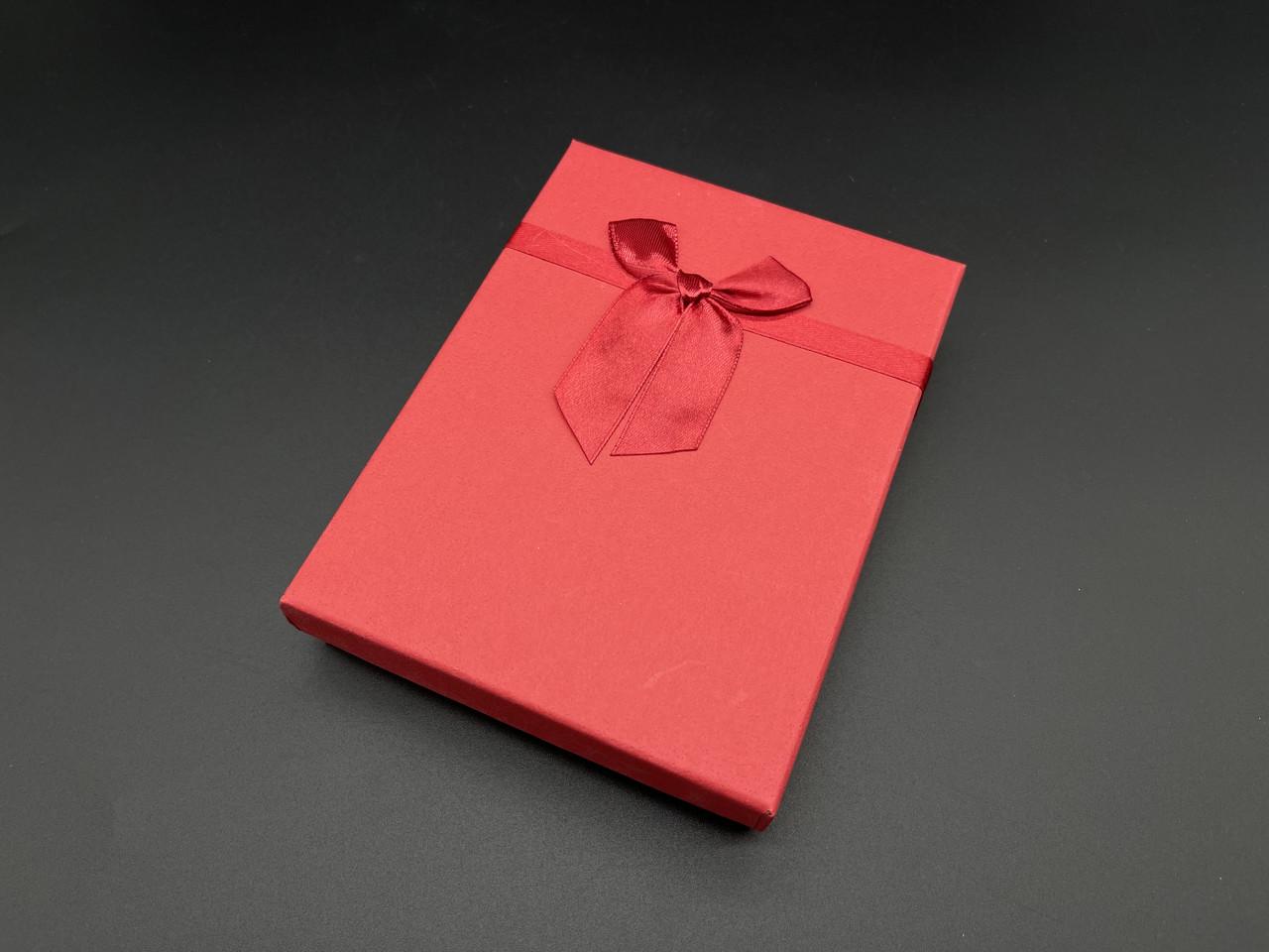 Коробка подарочная с бантом с крышкой мрамор 12х16х3 см Красный (KR-027-22) - фото 2