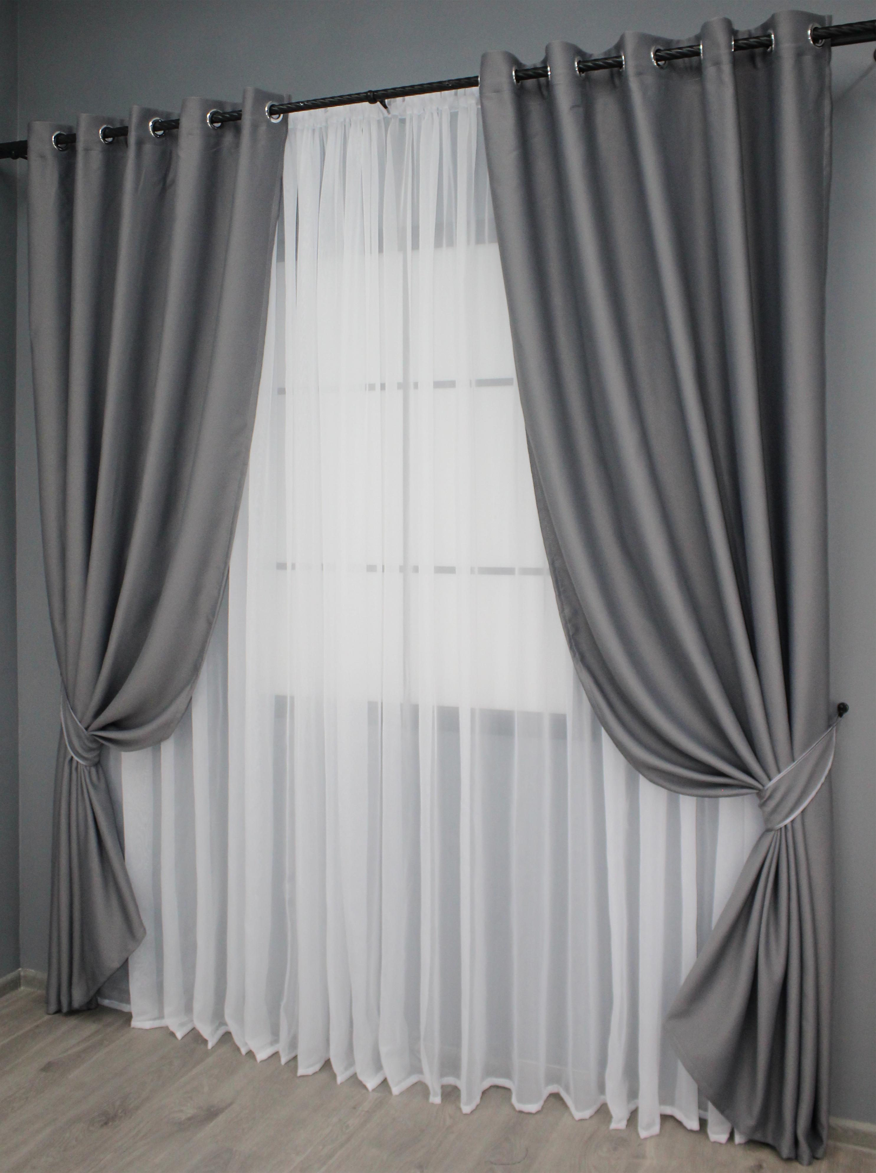 Комплект штор на люверсах VR-Textil Блекаут Bagema Rvs № 1244ш 150х250 см 2 шт. Сірий (37-0017) - фото 2 Комплект штор на люверсах VR-Textil Блекаут Bagema Rvs № 1244ш 150х250 см 2 шт. Сірий (37-0017) - фото 2