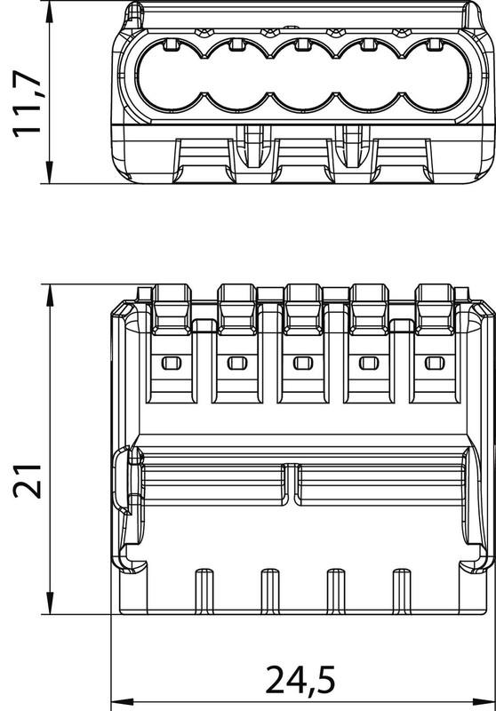Клемма OBO Bettermann 0,2-2,5 мм2 24А 5-5 проходная одинарная 24,5х21х11,7 мм (2054458) - фото 2