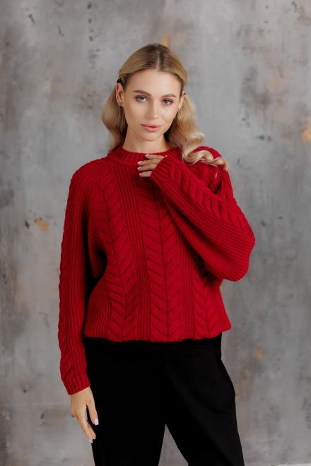 Джемпер вязаный ART KNIT Фиона OVER Size Красный (43015)