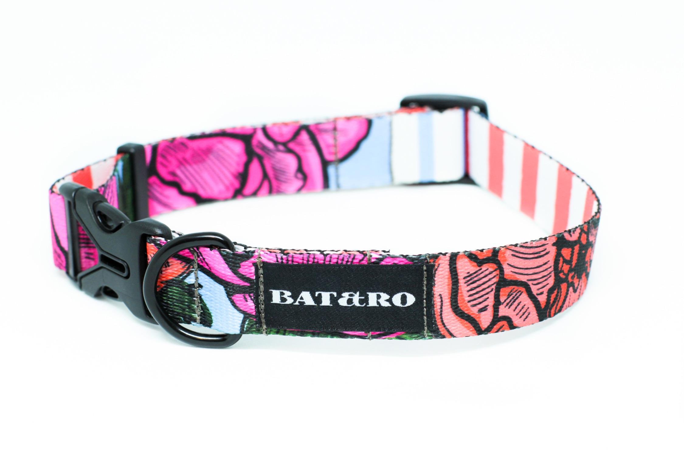 Ошейник для собак нейлон BAT&RO Bloom 25 мм 40-50 см Розовый (00122)