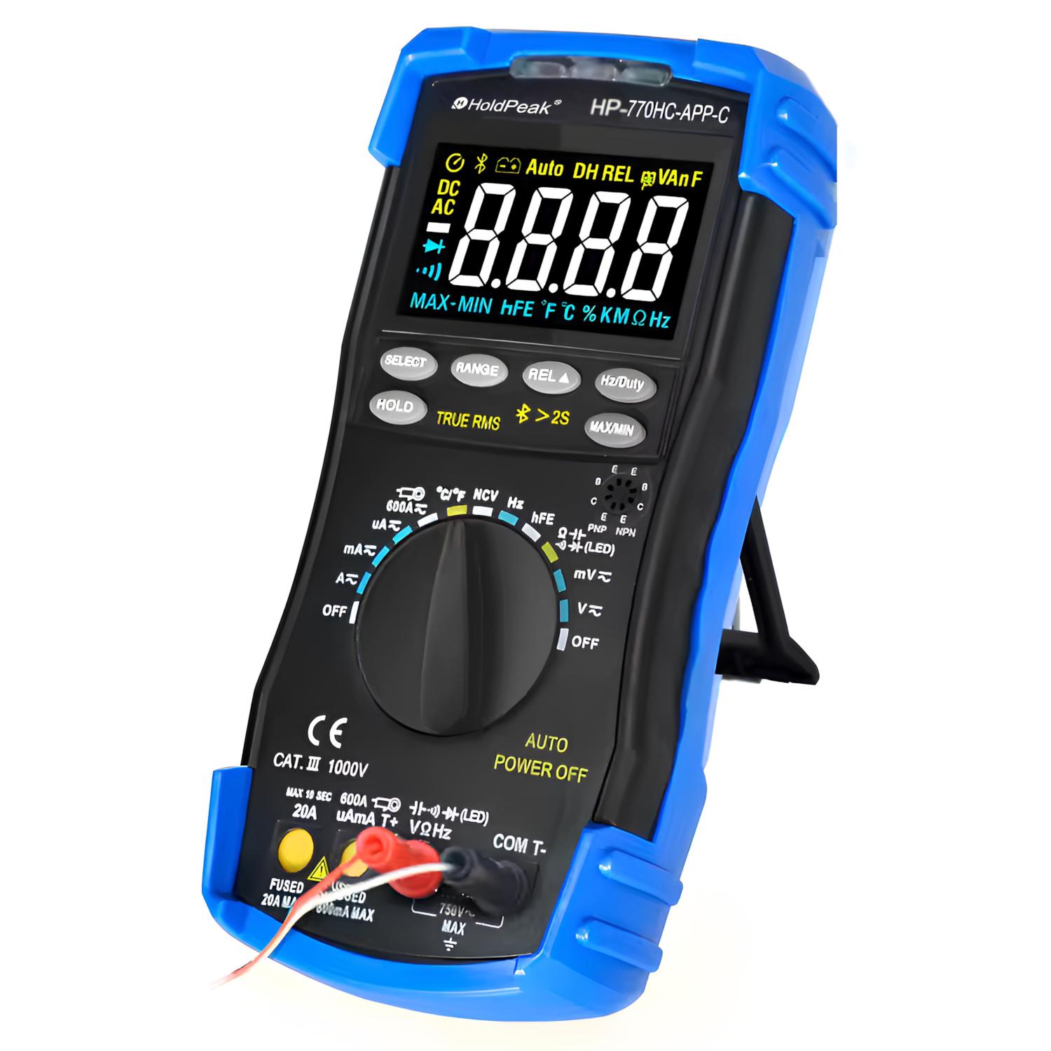 Мультиметр цифровий HoldPeak HP-770HC-APP-C TrueRMS 6000 відліків 1000 В 20А AC/DC 60МОм 100 мФ 1000°C 10МГц - фото 6