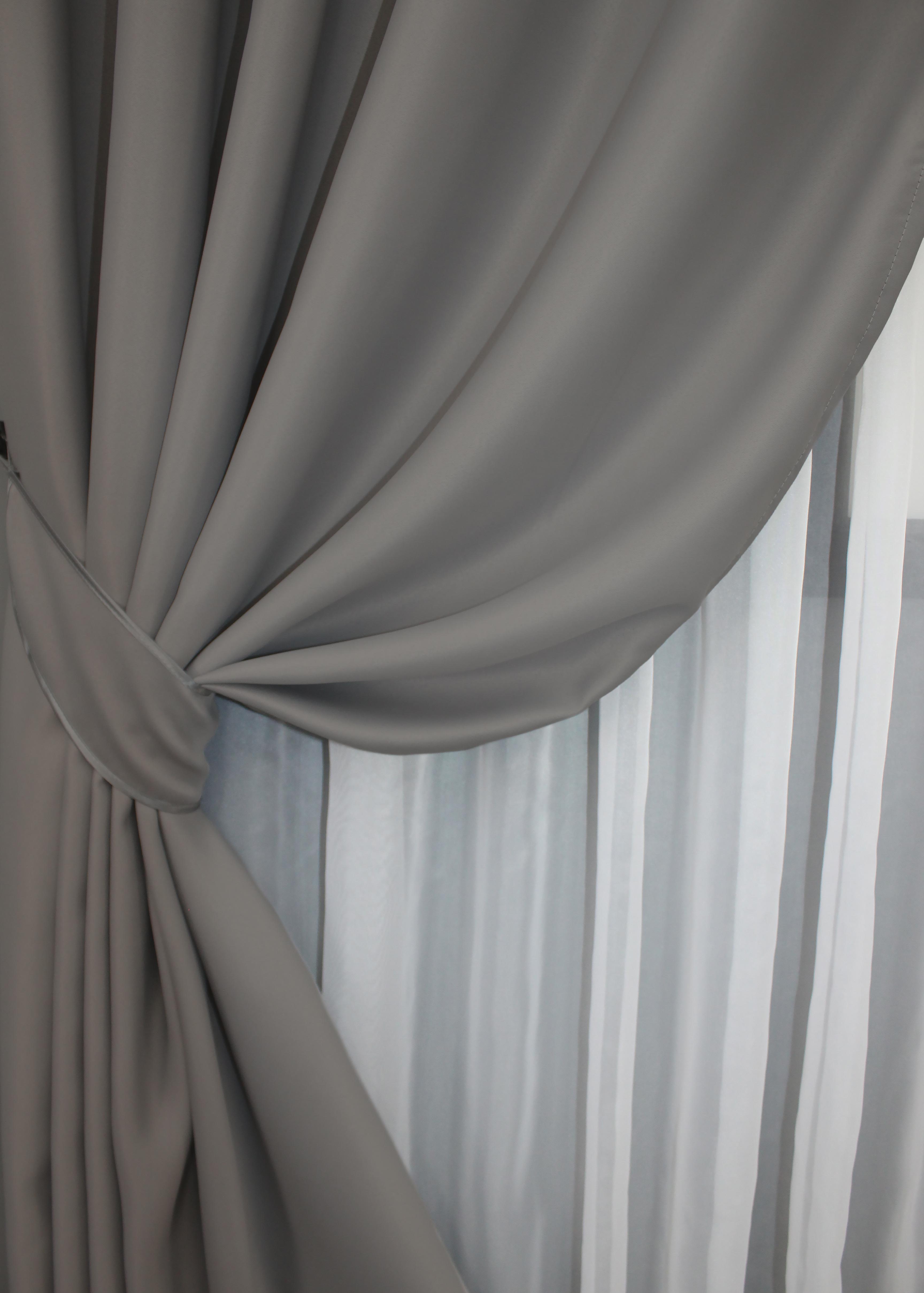 Комплект штор на люверсах VR-Textil Fusion Dimout № 832ш 150х250 см 2 шт. Серый (37-0104) - фото 3 Комплект штор на люверсах VR-Textil Fusion Dimout № 832ш 150х250 см 2 шт. Серый (37-0104) - фото 3