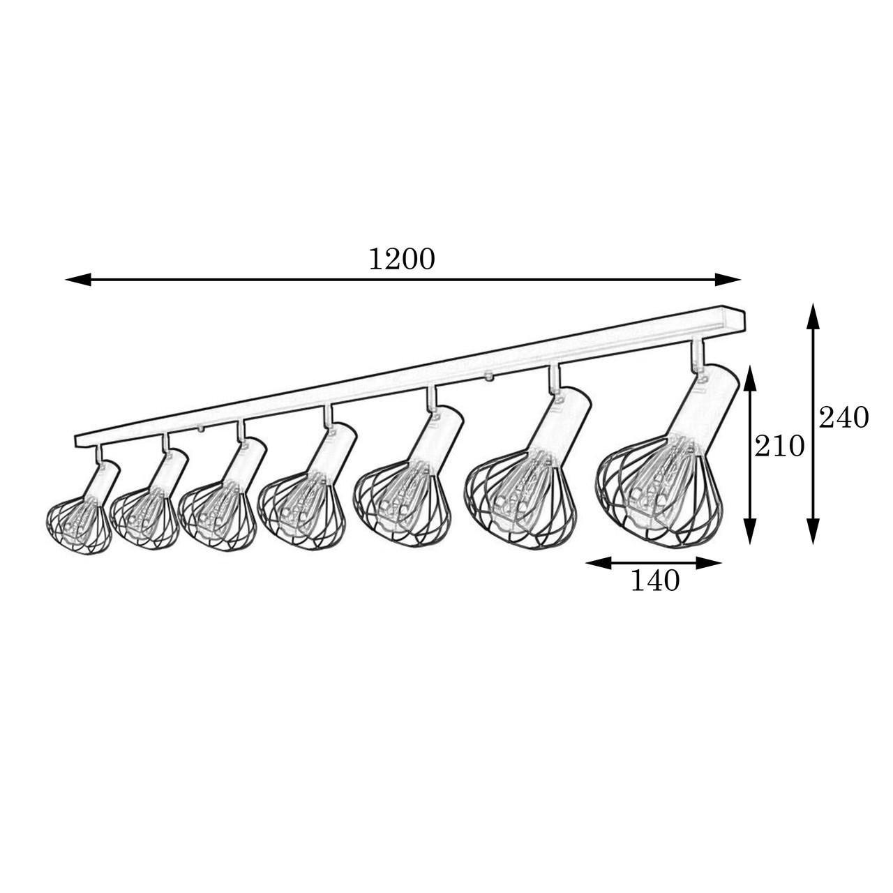 Спот MSK ELECTRIC Lotus на семь ламп Е27 Черный (NL 14151-7 BK) - фото 2