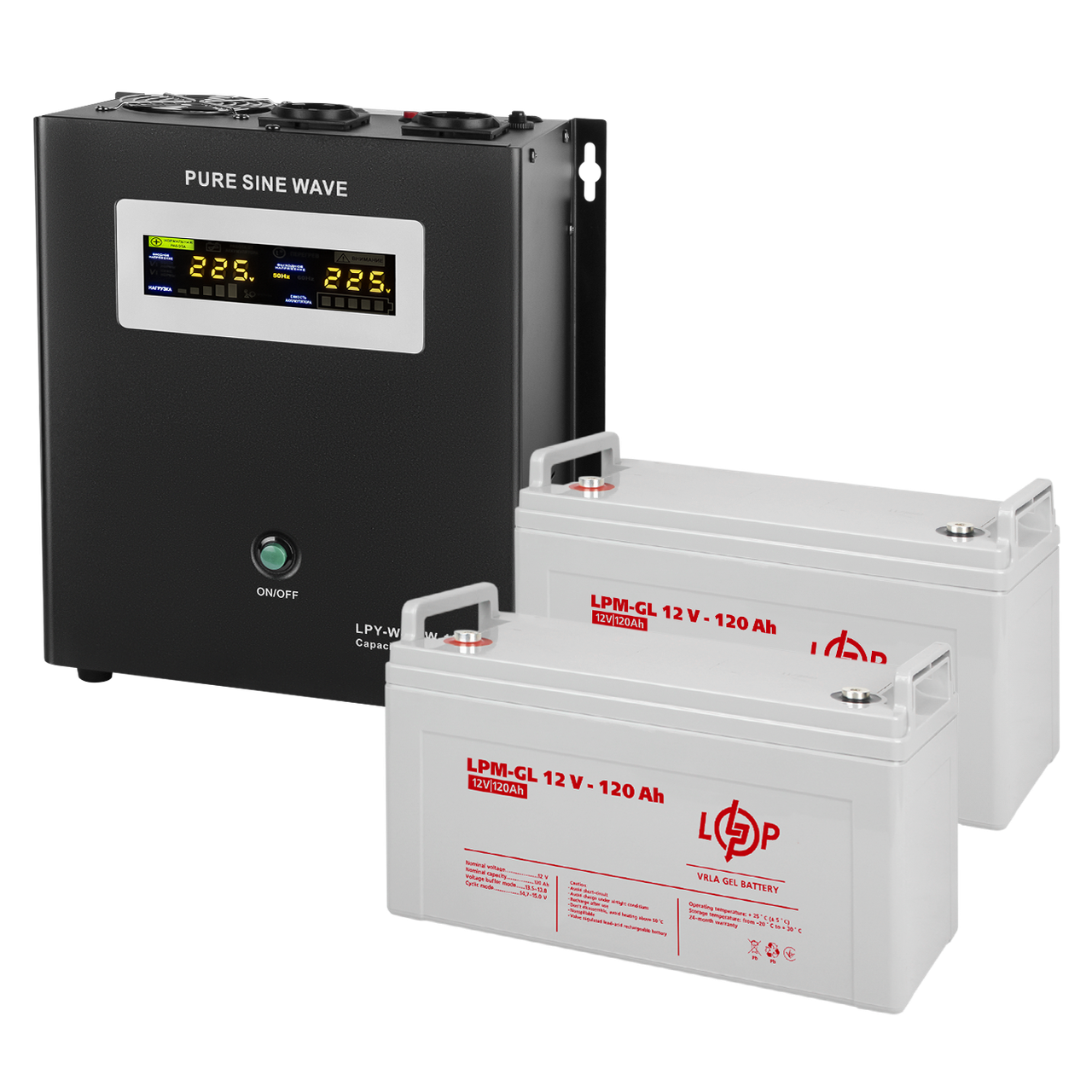 Комплект резервного питания LogicPower ИБП гелевая батарея UPS W1500 АКБ GL 3300W