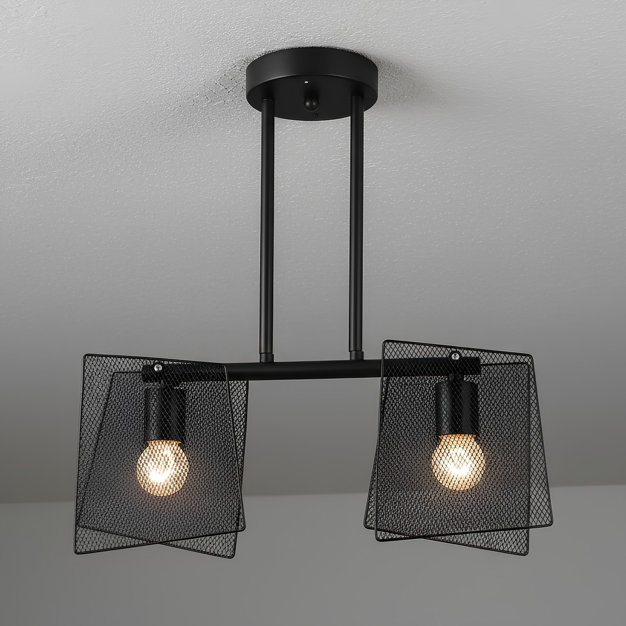 Люстра Sirius с линейным каркасом под две лампы Е27 Черный (B S2469/2 BK)