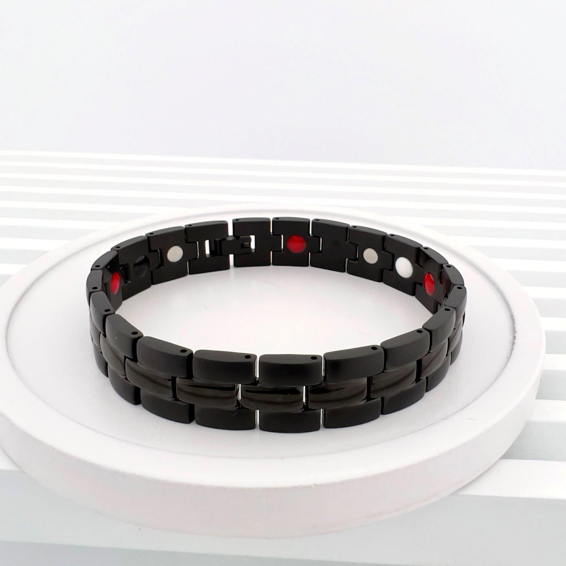 Браслет мужской из нержавеющей медицинской стали с магнетитами 21,5 см (BS-019)