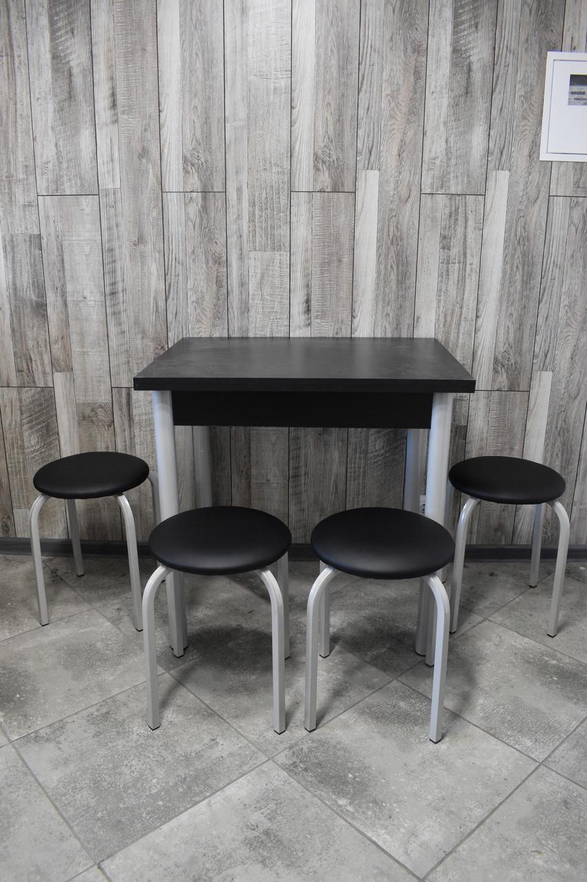 Кухонний комплект Оскар стіл розкладний/табурети 4 шт. Стандарт 60х80/80х120х75 см Чорний (28374736)