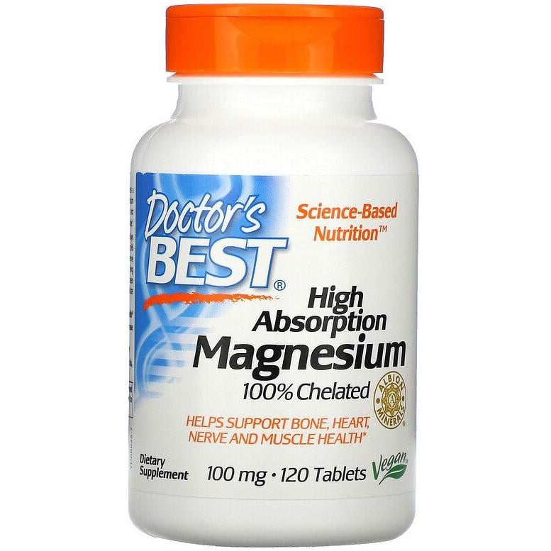 Хелатный магний Doctor's Best High Absorption Magnesium высокоусвояемый 100 мг 120 таблеток (953957269)