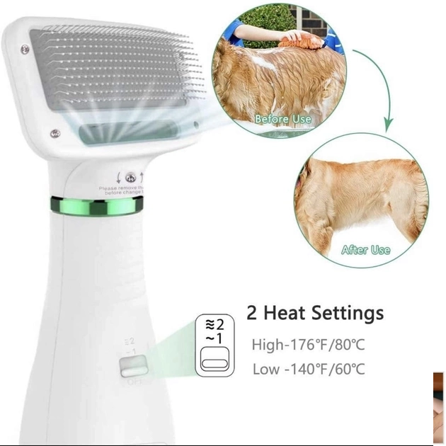 Фен-щітка гребінець для шерсті тварин Pet Grooming Dryer безшумна Білий - фото 6