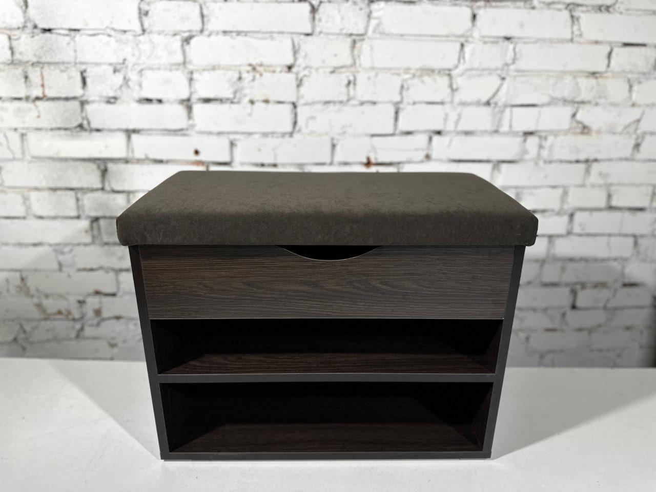 Тумба для обуви ДСП/ткань 30х70х45 см Венге темный/Шоколад - фото 2 Тумба для обуви ДСП/ткань 30х70х45 см Венге темный/Шоколад - фото 2