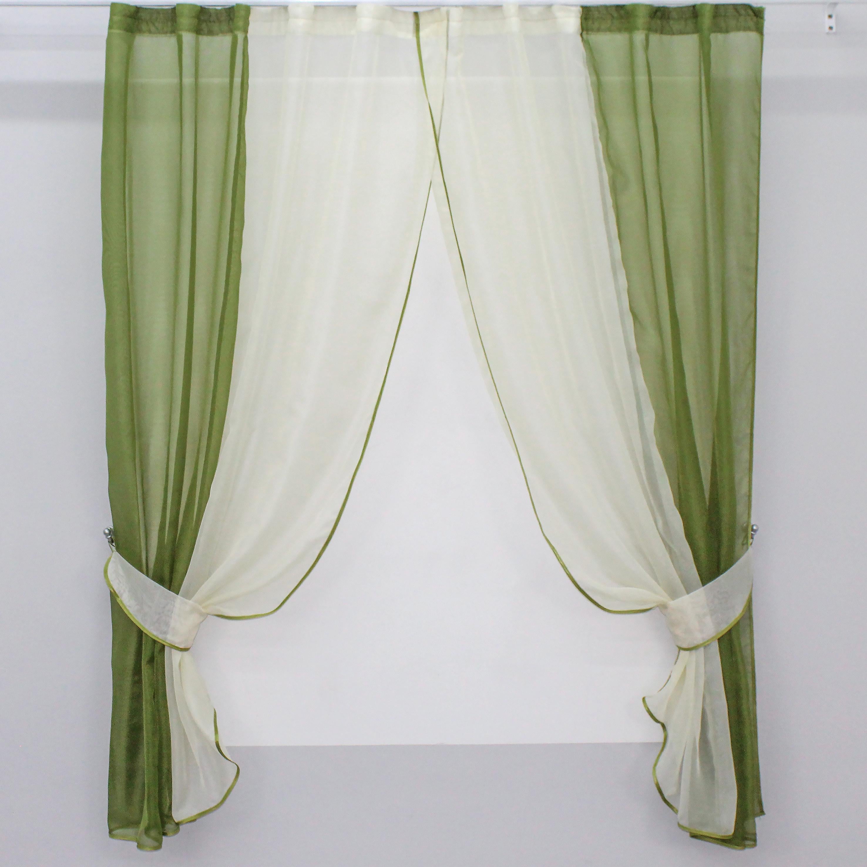 Шторы кухонные VR-Textil №017к комбинированные с подвязками 265х170 см Оливковый/Бежевый (50-023) Шторы кухонные VR-Textil №017к комбинированные с подвязками 265х170 см Оливковый/Бежевый (50-023)