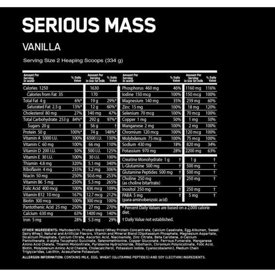 Гейнер Optimum Nutrition Serious Mass 2727 г 8 порций Vanilla - фото 2