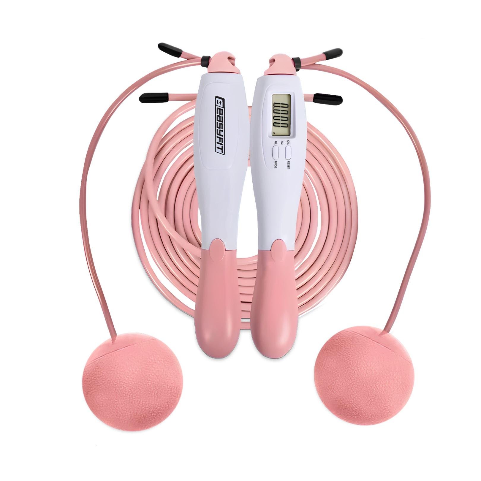 Скакалка для похудения EasyFit TwinRope 2,8 м Бело-розовый (EF-1909-WP)