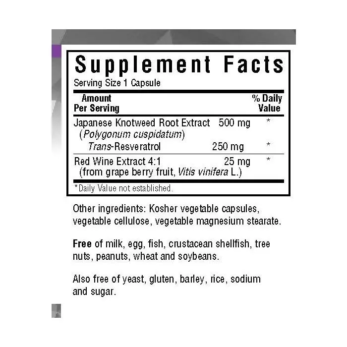 Ресвератрол 250 мг Beautiful Ally Bluebonnet Nutrition Resveratrol 250 мг 30 капсул (BLB0876) - фото 2