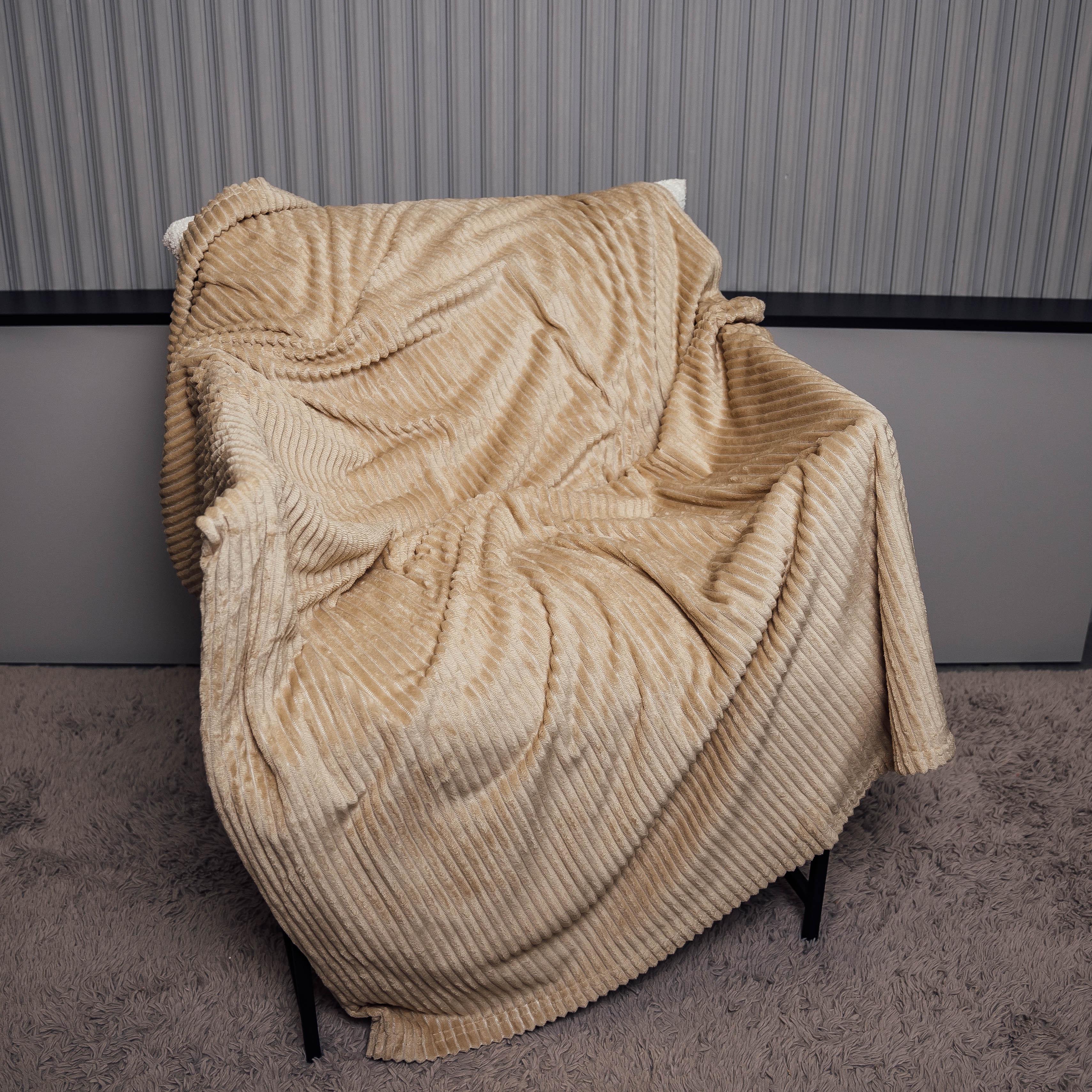 Плед Смугасті обійми євро 200х230 см Світло-бежевий (88118) - фото 1