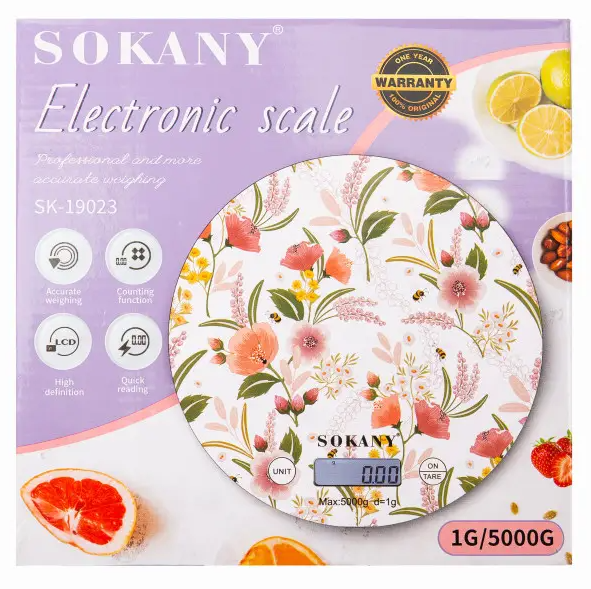 Ваги кухонні електронні Sokany SK-19023 із плоскою платформою до 5 кг Білий (SK-19023ML) - фото 5 Ваги кухонні електронні Sokany SK-19023 із плоскою платформою до 5 кг Білий (SK-19023ML) - фото 5