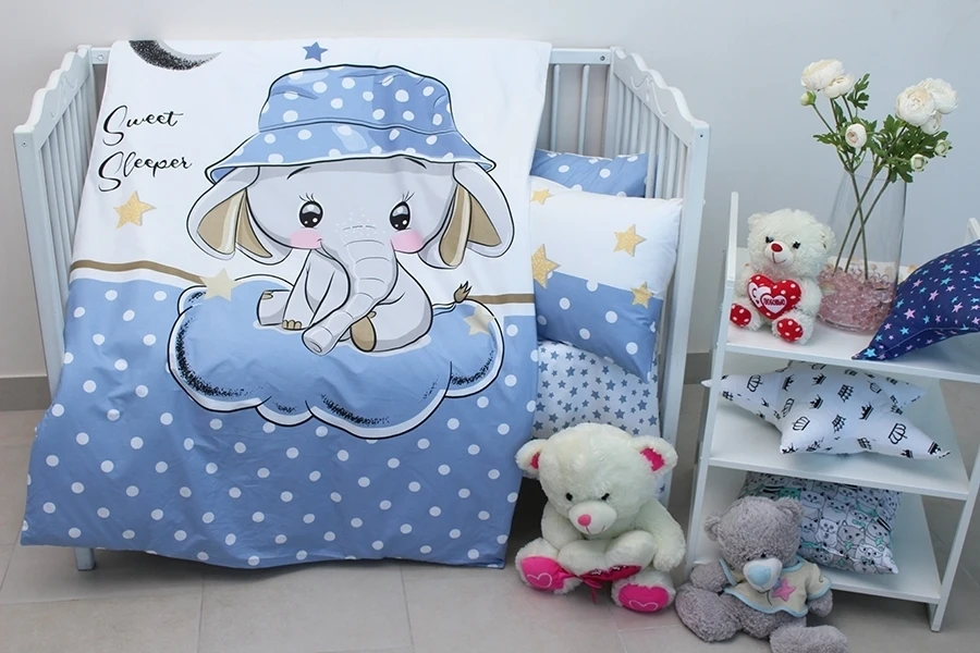 Комплект постельного белья для младенцев TAGtekstil Sweet sleeper Слоник Голубой (18095)