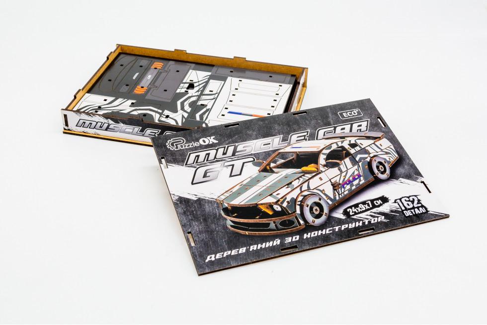 Пазл 3D із дерева механічний PuzzleOK Ford Mustang GT 162 деталі Білий - фото 3 Пазл 3D із дерева механічний PuzzleOK Ford Mustang GT 162 деталі Білий - фото 3