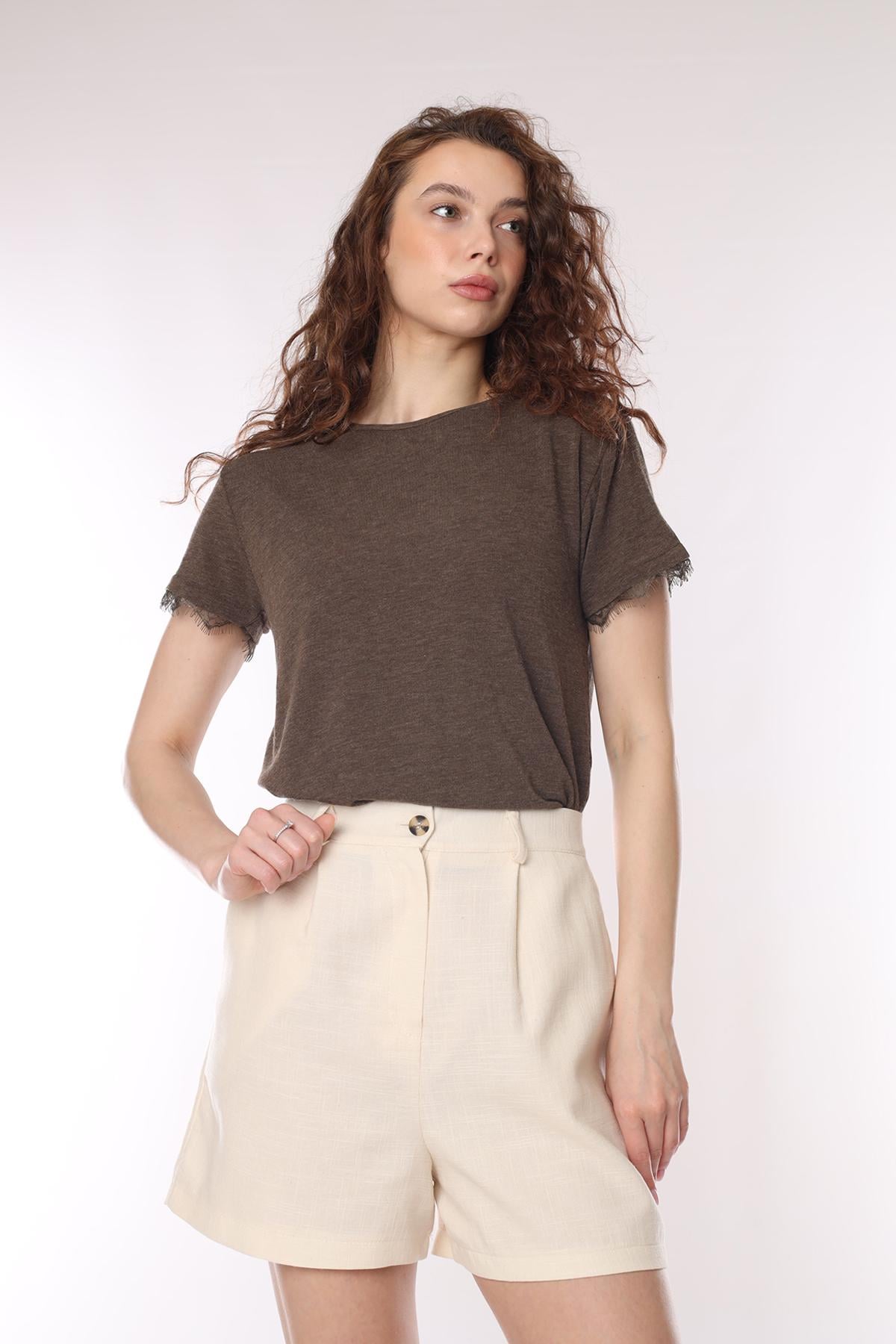 Футболка с коротким рукавом женская ЦБ-00295115 р. 42 Коричневый (SKT001313487) Футболка с коротким рукавом женская ЦБ-00295115 р. 42 Коричневый (SKT001313487)