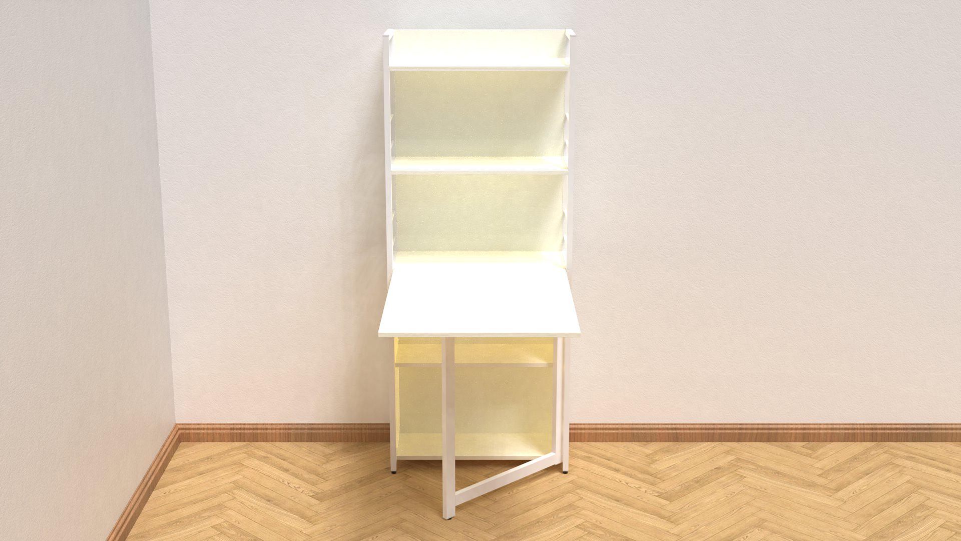 Стіл книжка з етажеркою Ferrum-decor Практик 2 метал/ДСП 16 мм 1555x640x990 мм Білий (FRD-104632) - фото 3