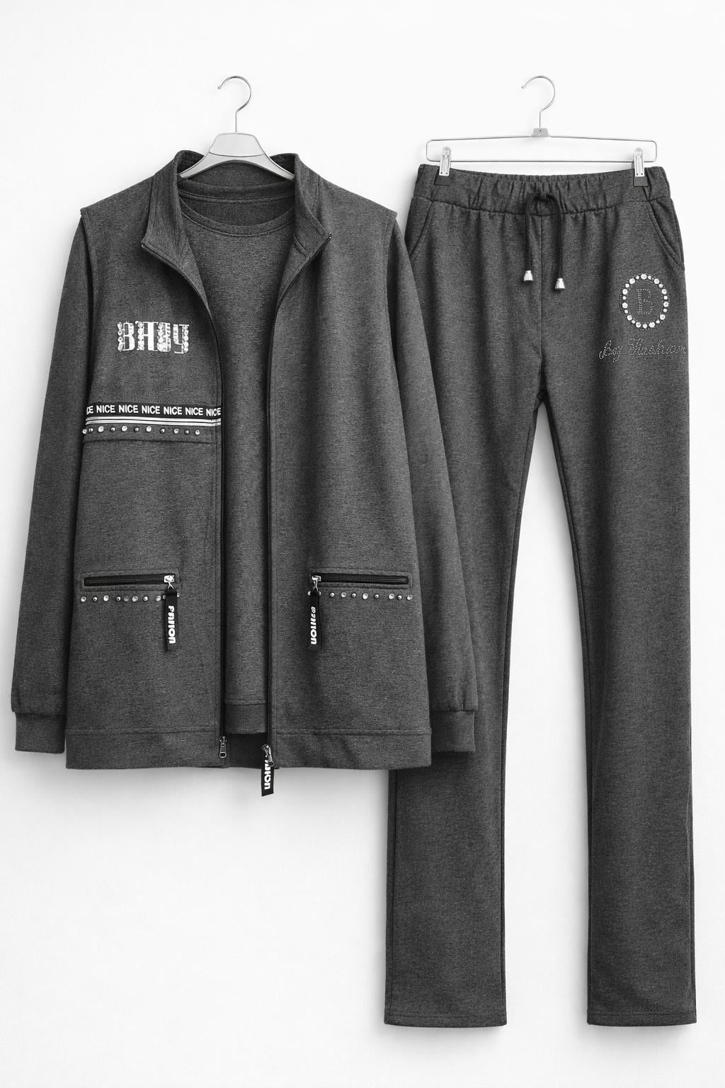 Спортивний костюм трійка жіночій BABYGUL 01077 3XL Сірий