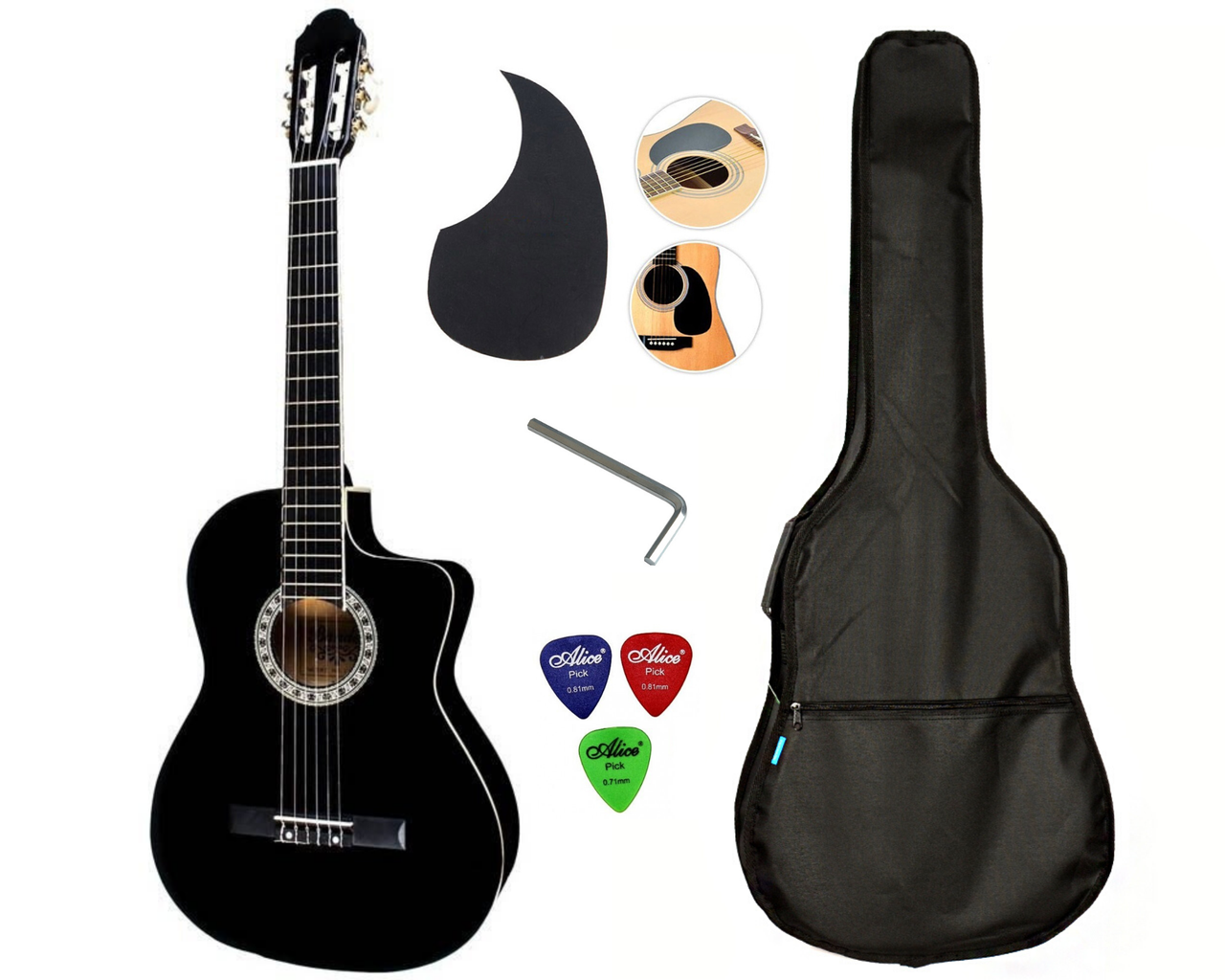 Набор гитара акустическая Bandes CG-851C + чехол + наклейка Black
