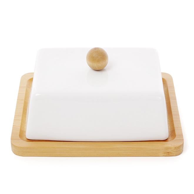 Масленица фарфоровая с бамбуковой подставкой Naturel 14,5 см (32436)