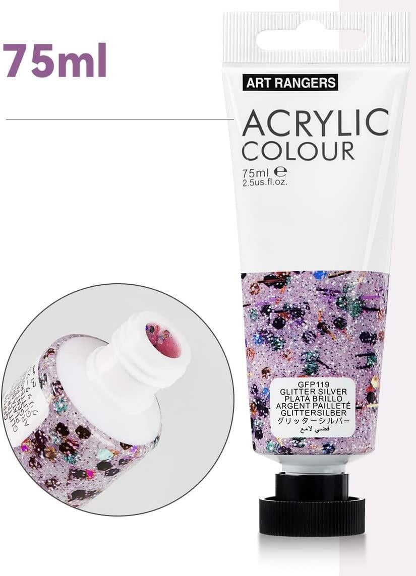 Художественные акриловые краски с блестками Art Rangers Acrylic glitter 6 цветов в тубах по 75 мл (FEA0675-G) - фото 3