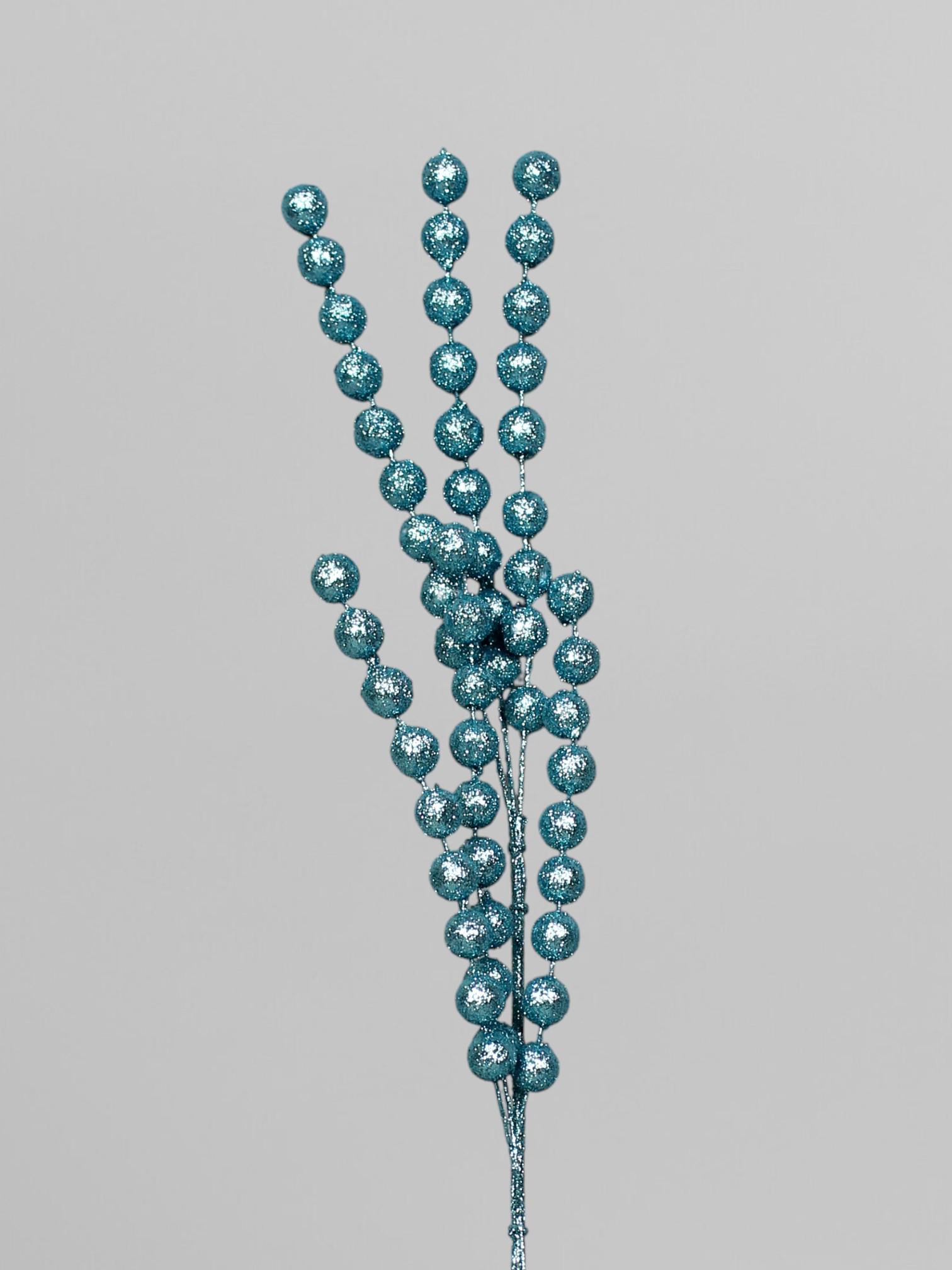 Декоративная ветвь с блестящими шариками 49 см Голубой (Р03079)