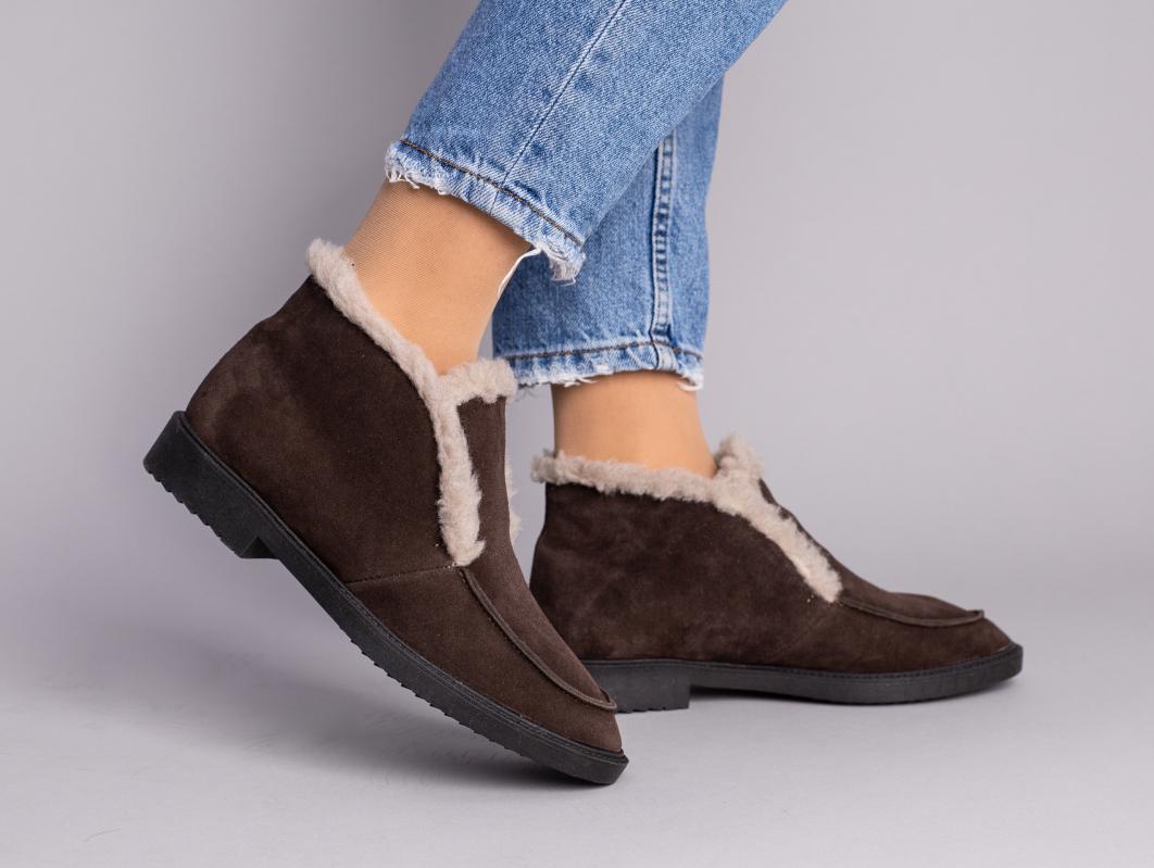 Черевики жіночі замшеві зимові р. 36 Шоколадний (5217-3з/36)