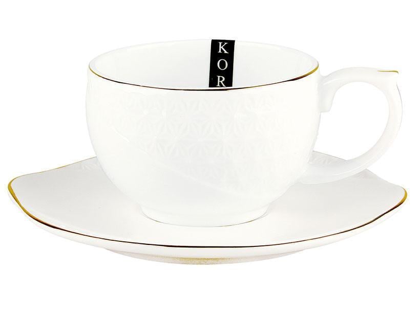 Чашка порцелянова Interos Снігова Королева з блюдцем 240 мл Білий (508610-А)