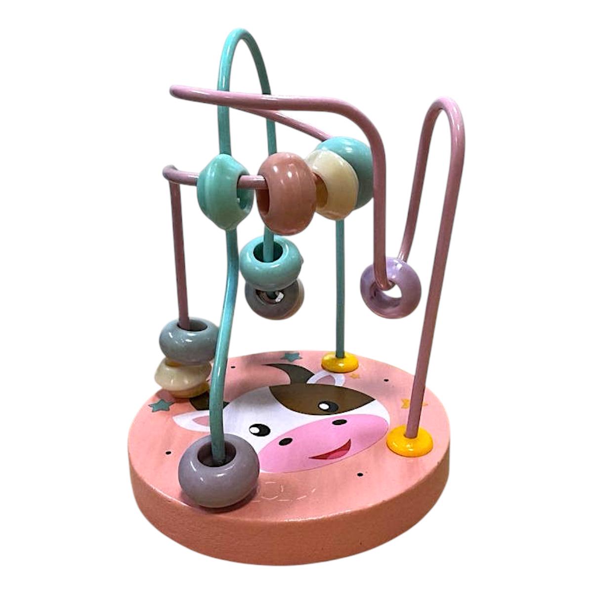 Пальчиковый деревянный лабиринт WToys 58958/60 Коровка в коробке (113941)