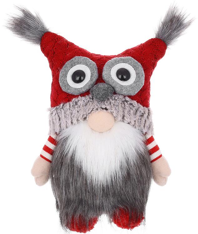 Игрушка мягкая Гном в шапке Совы 37 см Красный с серым
