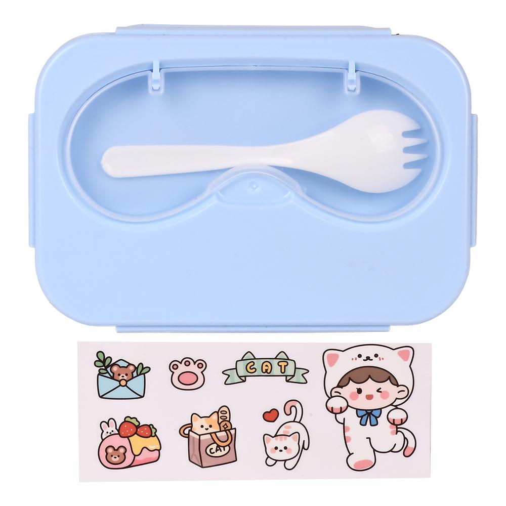 Ланч-бокс детский с приборами R99264 18х12х7 см 3 секции Голубой (31845201)