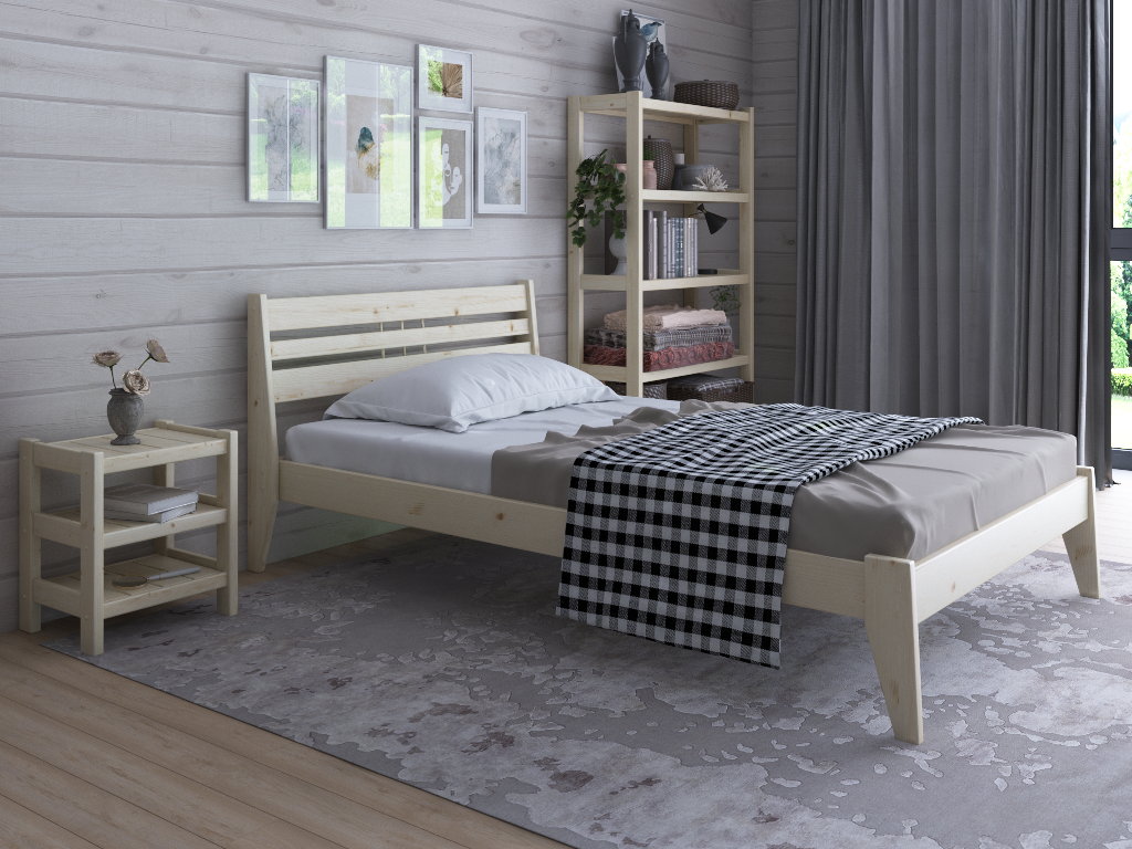 Деревянная двуспальная кровать 120х200