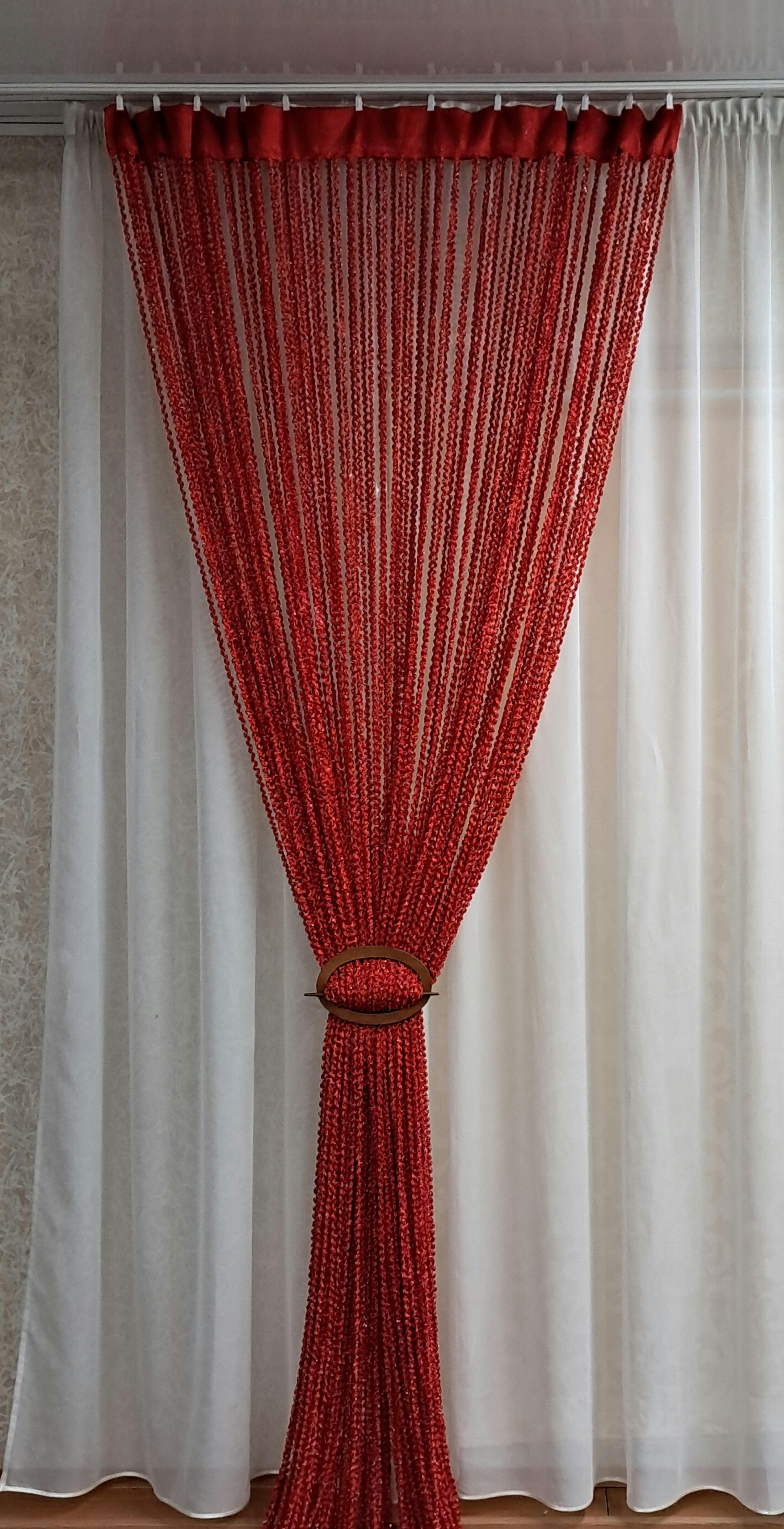 Шторы-нити Спиральки с люрексом 300х300 см Красный - фото 1 Шторы-нити Спиральки с люрексом 300х300 см Красный - фото 1