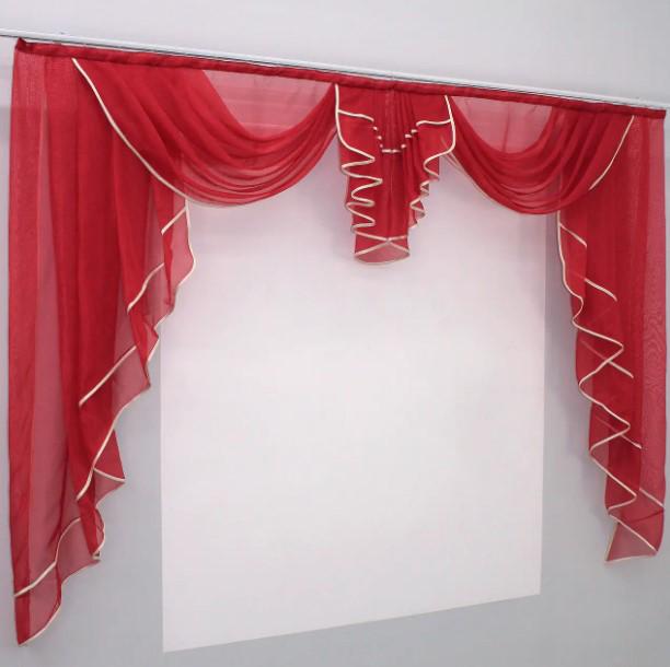 Ламбрекен на карниз шифон 2 м Красный (052л)