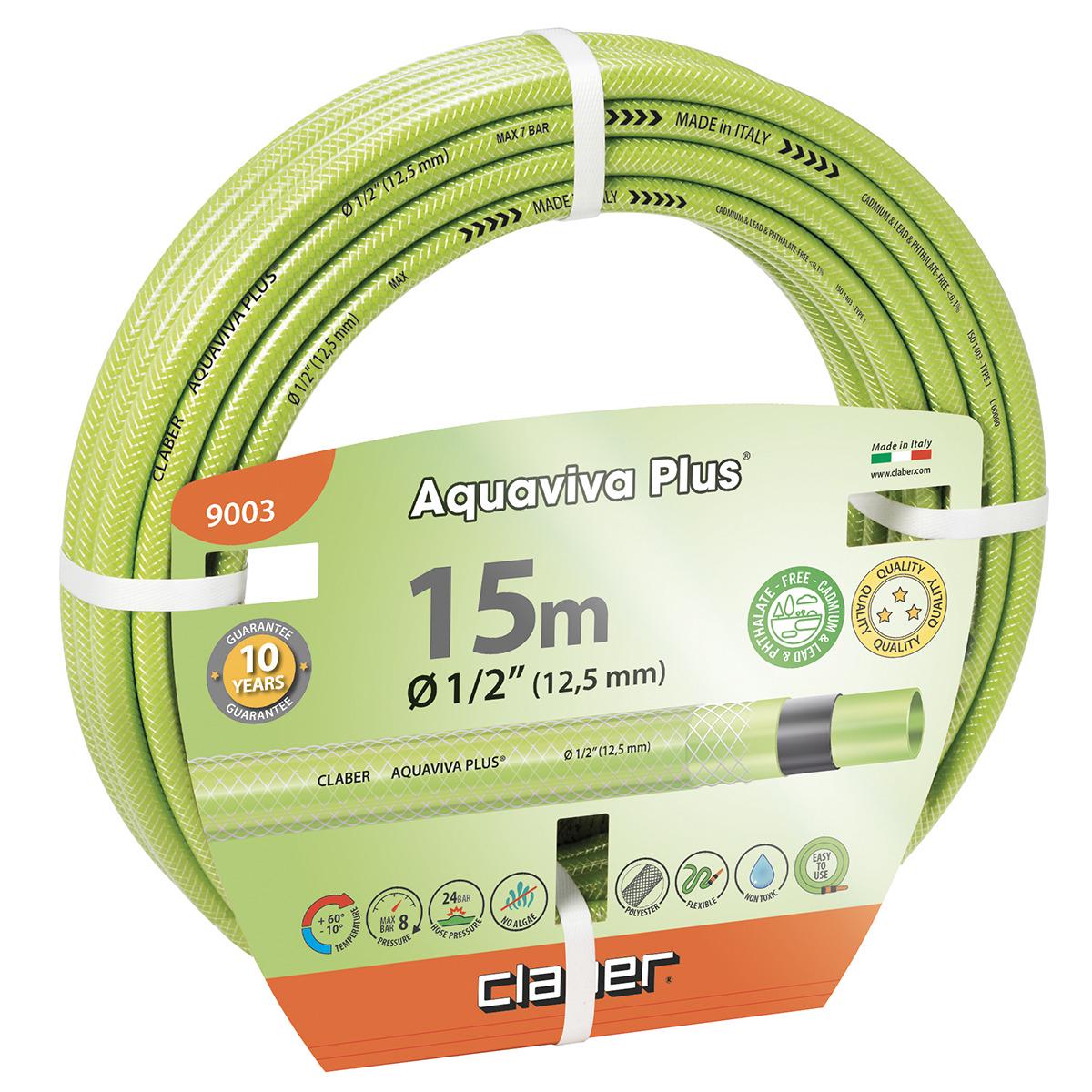 Шланг садовый для полива Claber Aquaviva Plus 9003 15 м 1/2" 5 слоев