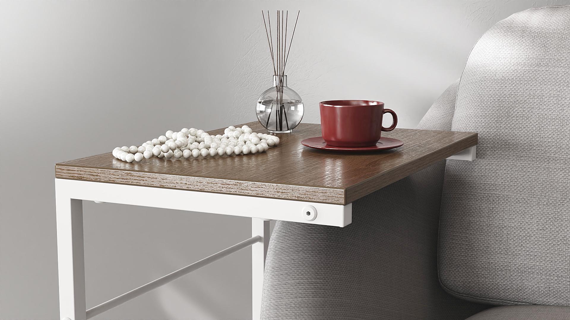 Столик Ferrum-decor Терри металл/ДСП 16 мм 650x440x330 мм Белый/Дуб Сонома Трюфель (FRD-104659) - фото 5