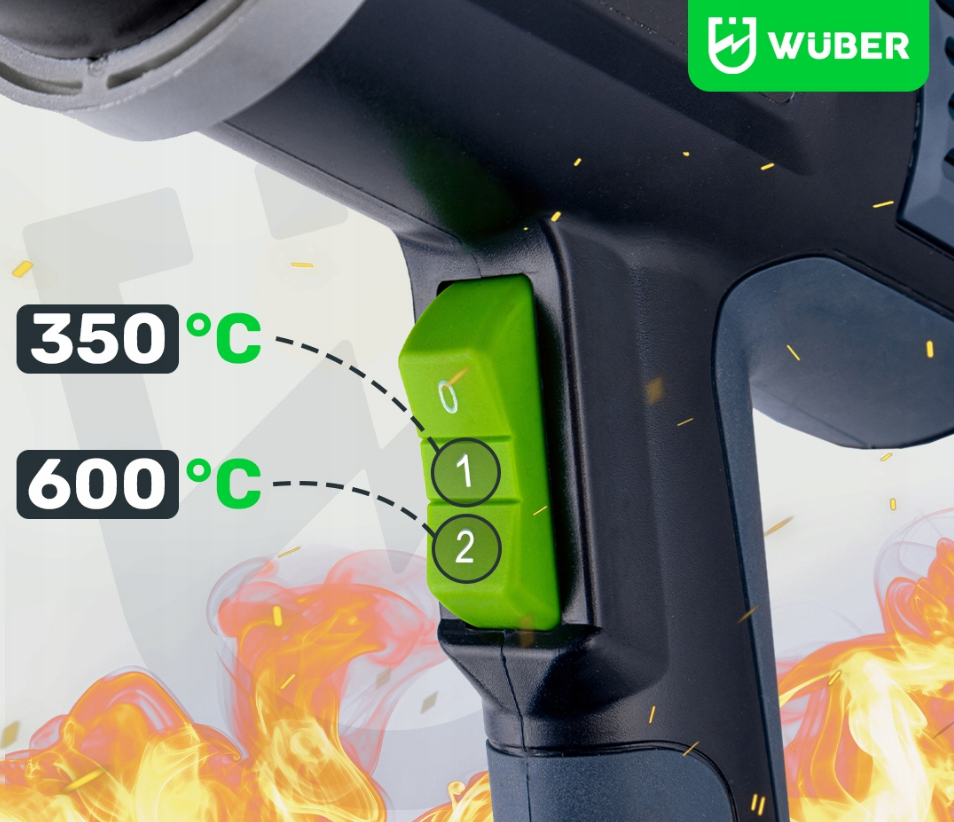 Фен будівельний Wuber з регулюванням температури 2000 Вт 600 ° C - фото 3 Фен будівельний Wuber з регулюванням температури 2000 Вт 600 ° C - фото 3