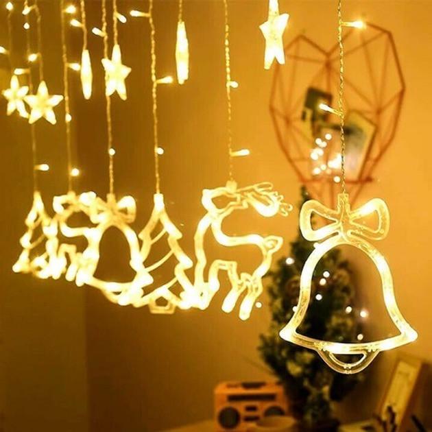 Гірлянда-штора світлодіодна з новорічними формами USB 2,5 м (2479517042) - фото 5