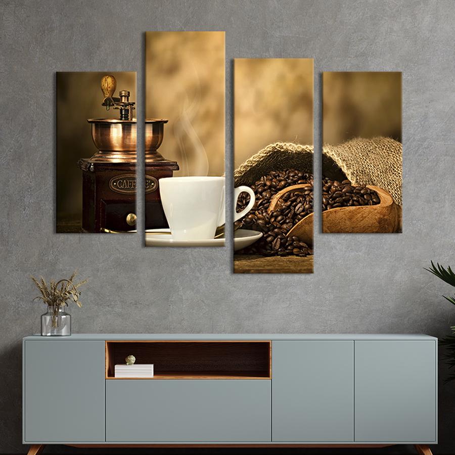 Картина модульная из 4 частей Кофе эспрессо со старой кофемолкой M 89x56 см (291-42) Картина модульная из 4 частей Кофе эспрессо со старой кофемолкой M 89x56 см (291-42)